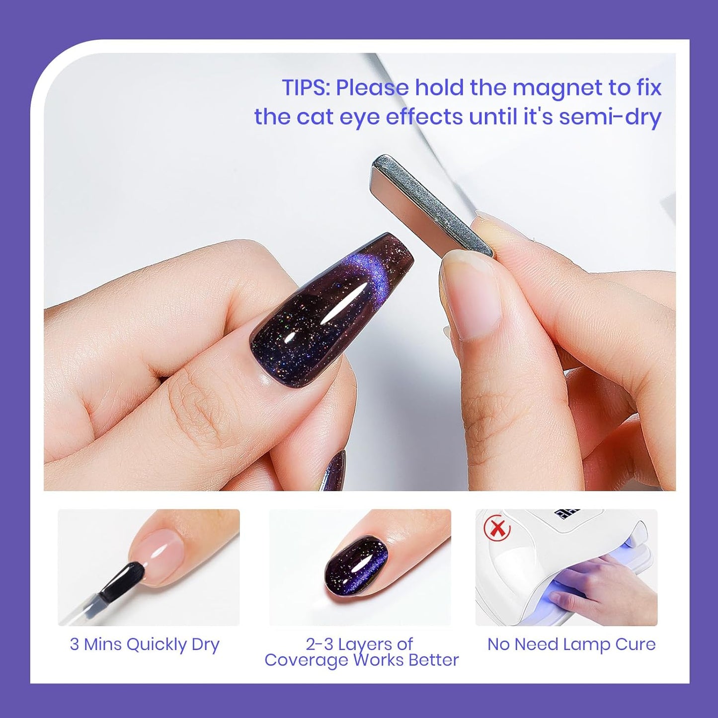 Cat Eye Nail Polish Non Gel Air Drying Fast Lacquer Quick Dry Magnetic Nail Polish Manicure Gift For Women Girls 16ml
