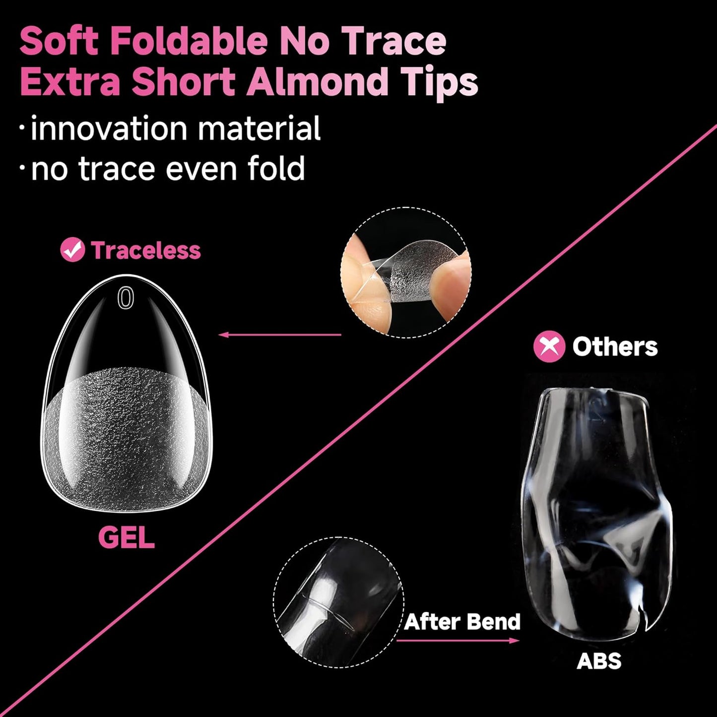 UNA GELLA Extra Short Almond Nail Tips, 312pcs XS Gel Nail Tips Almond Pre-Shaped Half Matte Full Cover No Need File Clear Fake Nails for Nails Extension Home DIY Salon 12 Sizes