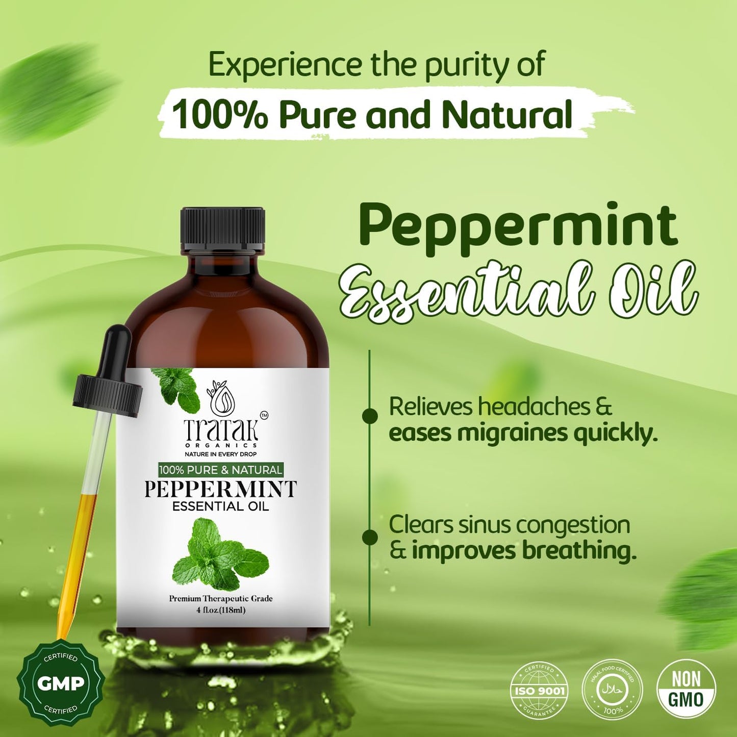 Peppermint Piperita Essential Oil - 100% Pure and Natural Oil - Therapeutic Grade with Premium Glass Dropper - Peppermint Oil for Aromatherapy and Diffusers - 4 Fl oz (Pack of 2)