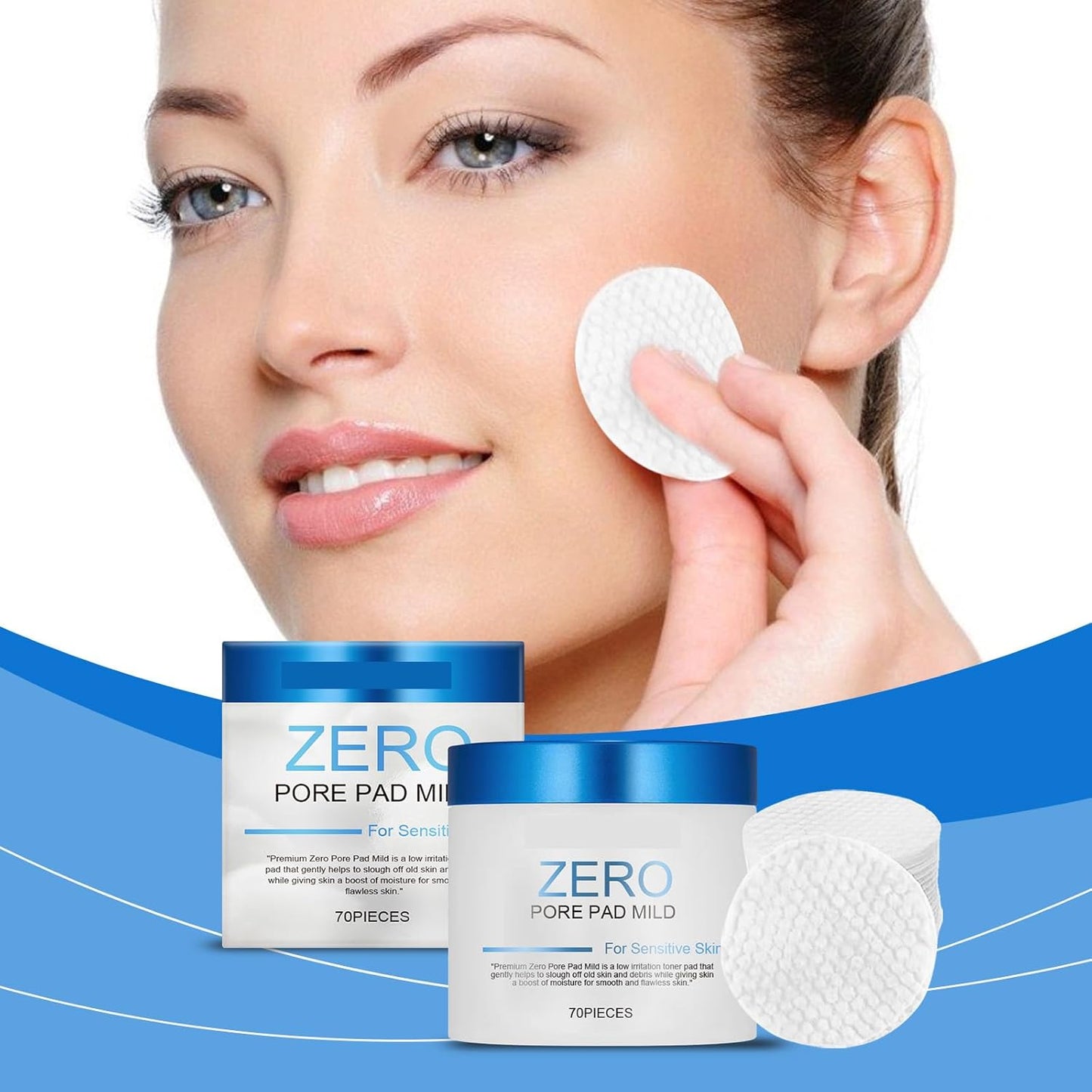 Zero Pore Facial Toner Pads 2.0, Dual-Textured, 4.5% AHA Lactic Acid, 0.45% BHA Salicylic Acid, 70 Count