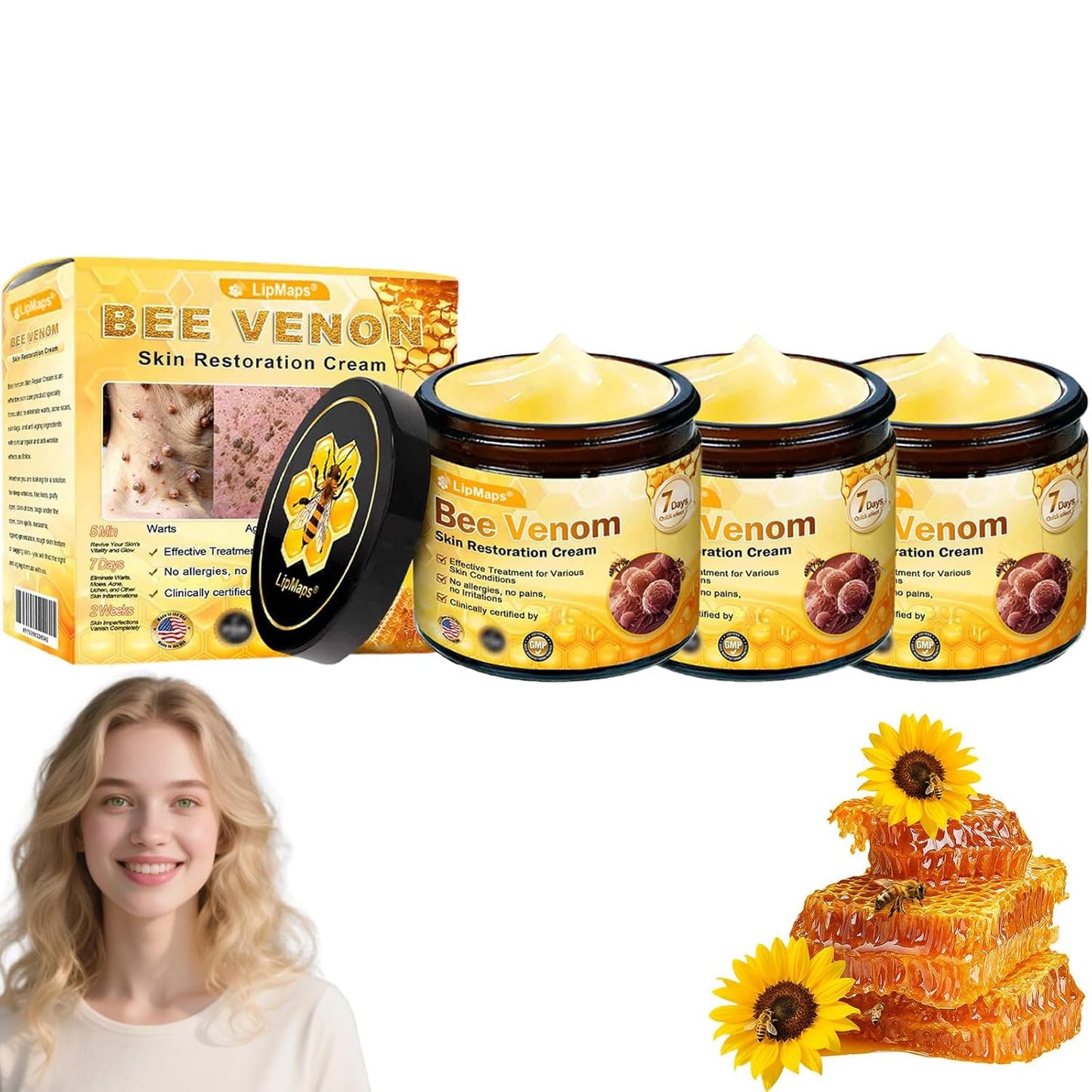 Bee Venom Skin Restoration Cream, Bee Venom Skin Treatment Cream, Repair skin and Firming, Effective In Reducing Blemishes (3)