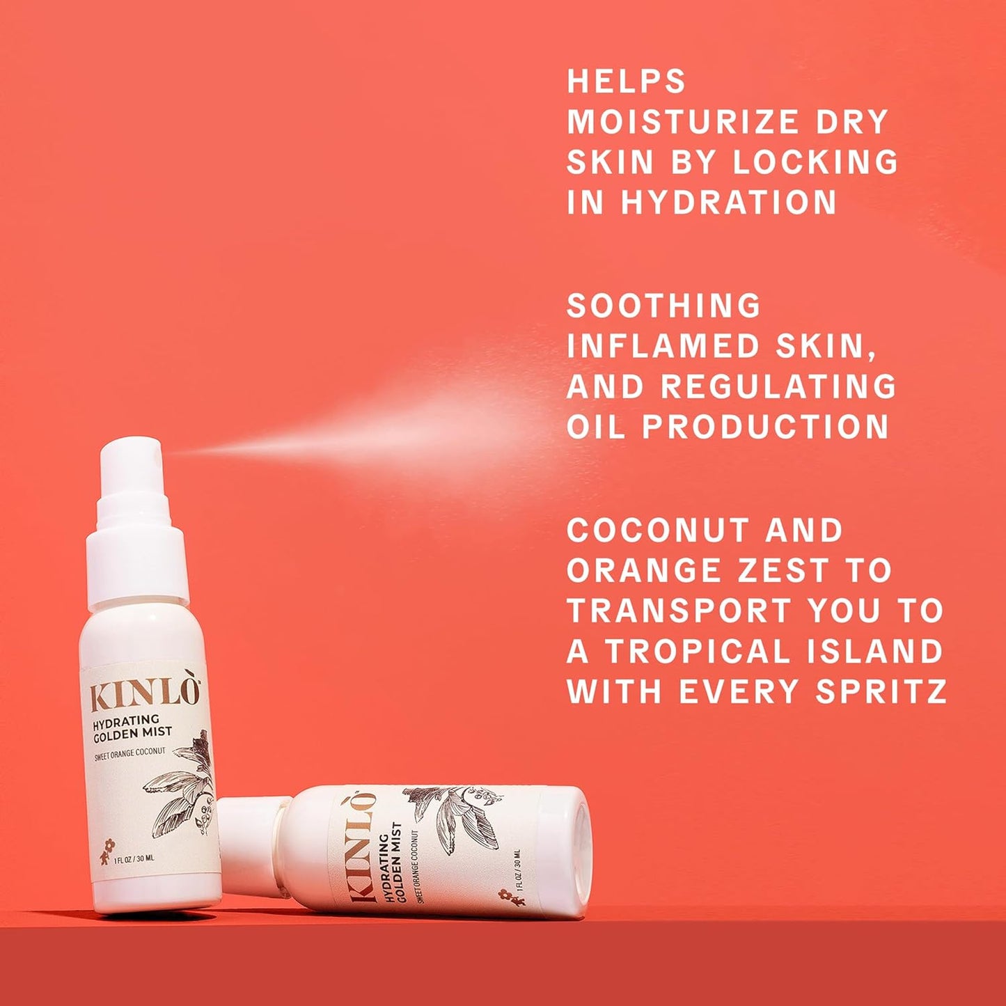 Kinlo Self Care Kit - Facial Oil, Facial Mist, Eye cream, Sweet Orange Coconut Scent Candle | Home SPA Gift Set Mother's Mother's day gift day gift | Black Owned Skincare | Made in USA