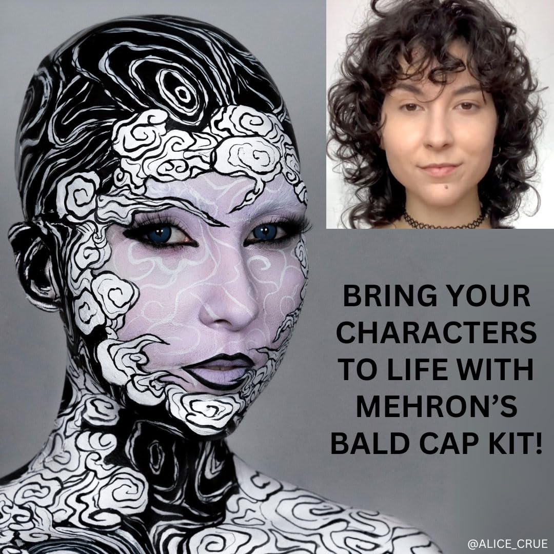 Mehron Makeup Premium Character Kits| Makeup Kits for Halloween & Cosplay| Made in the USA | Complete Makeup Kit | Includes all Makeup, Tools, & Instructions on How to Create the Look | (Bald Cap)