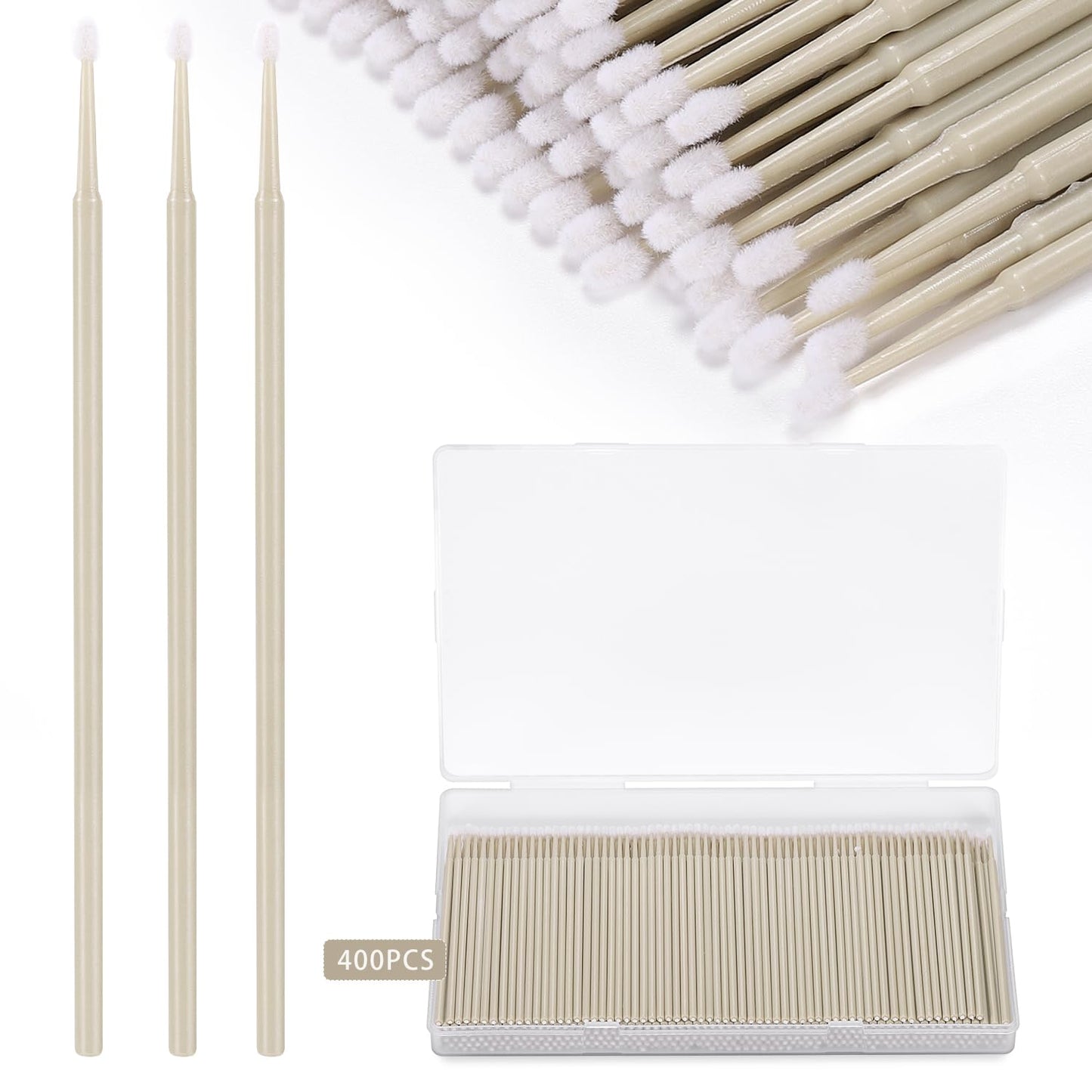 400PCS Micro Applicator Brush,JASSINS Microswabs for eyelash extensions,Disposable Precision Mascara swabs,Suitable for Cleaning and Applying Makeup (Grey)