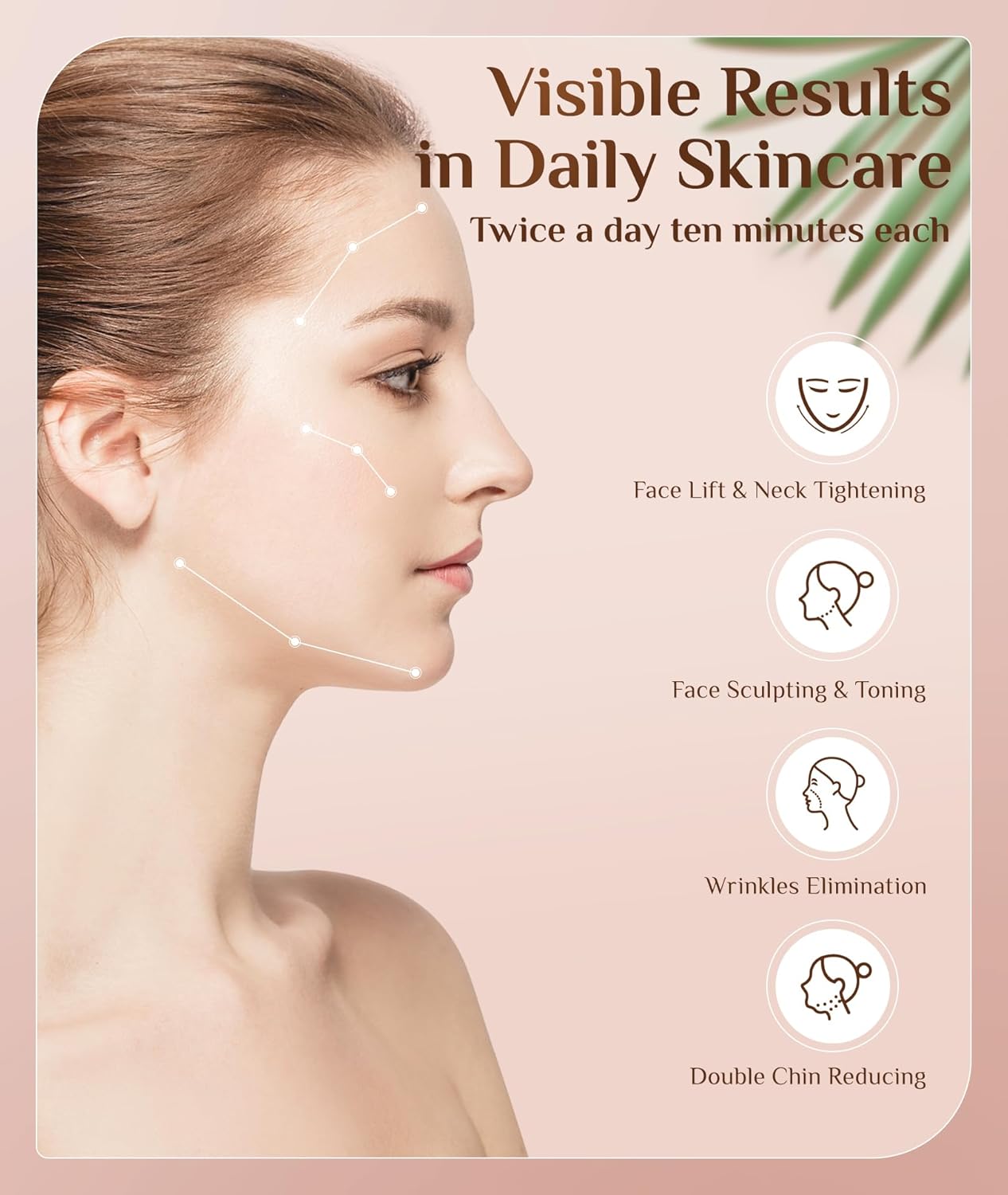 7 Color Galvanic Machines - Red Light Therapy for Face and Neck, Face Massager Tool for Wrinkles, Double Chin, Vibrating Facial Massager with Thermals, White