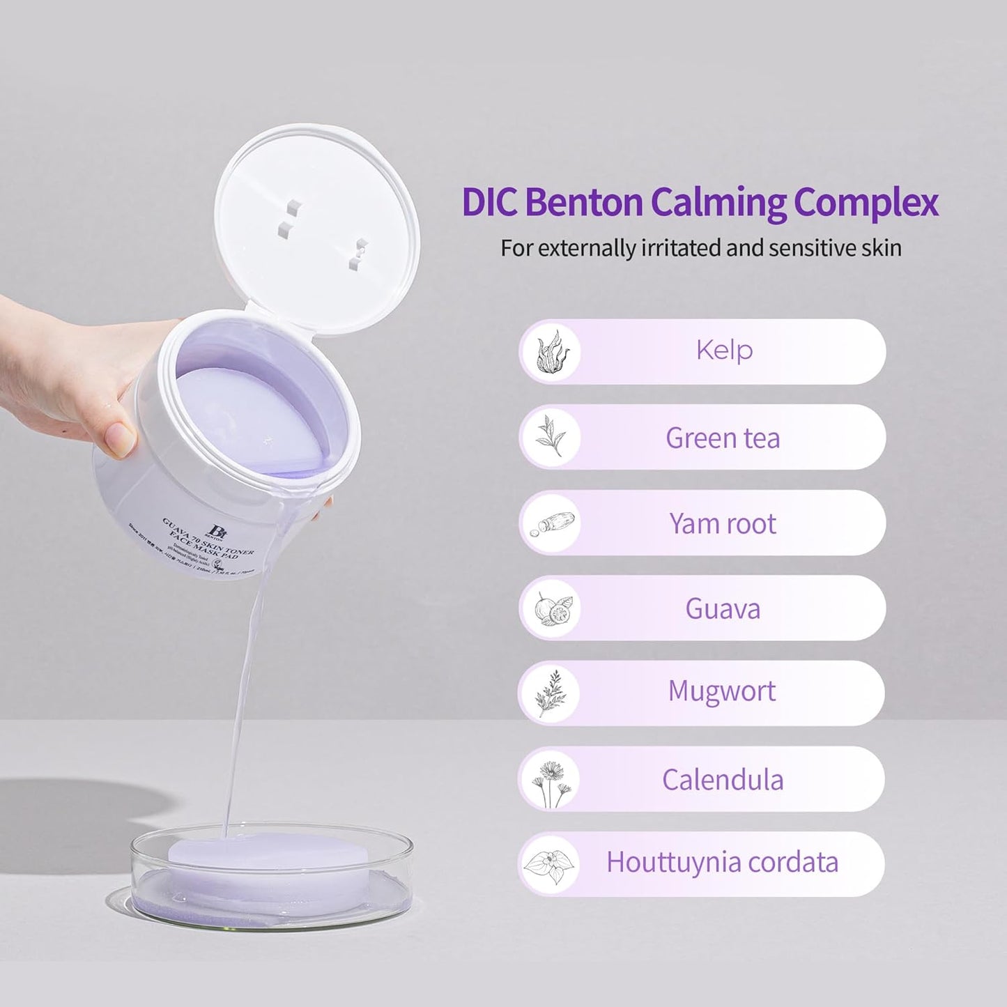 BENTON Guava 70 Skin Toner Face Mask Pad Moisturizer Hyaluronic Acid Soothing Calming Relief Pore Care for Dry Sensitive, All Skin Types Dewy Luminous Skin, Non-Drying Toner Pads, Korean Skin Care