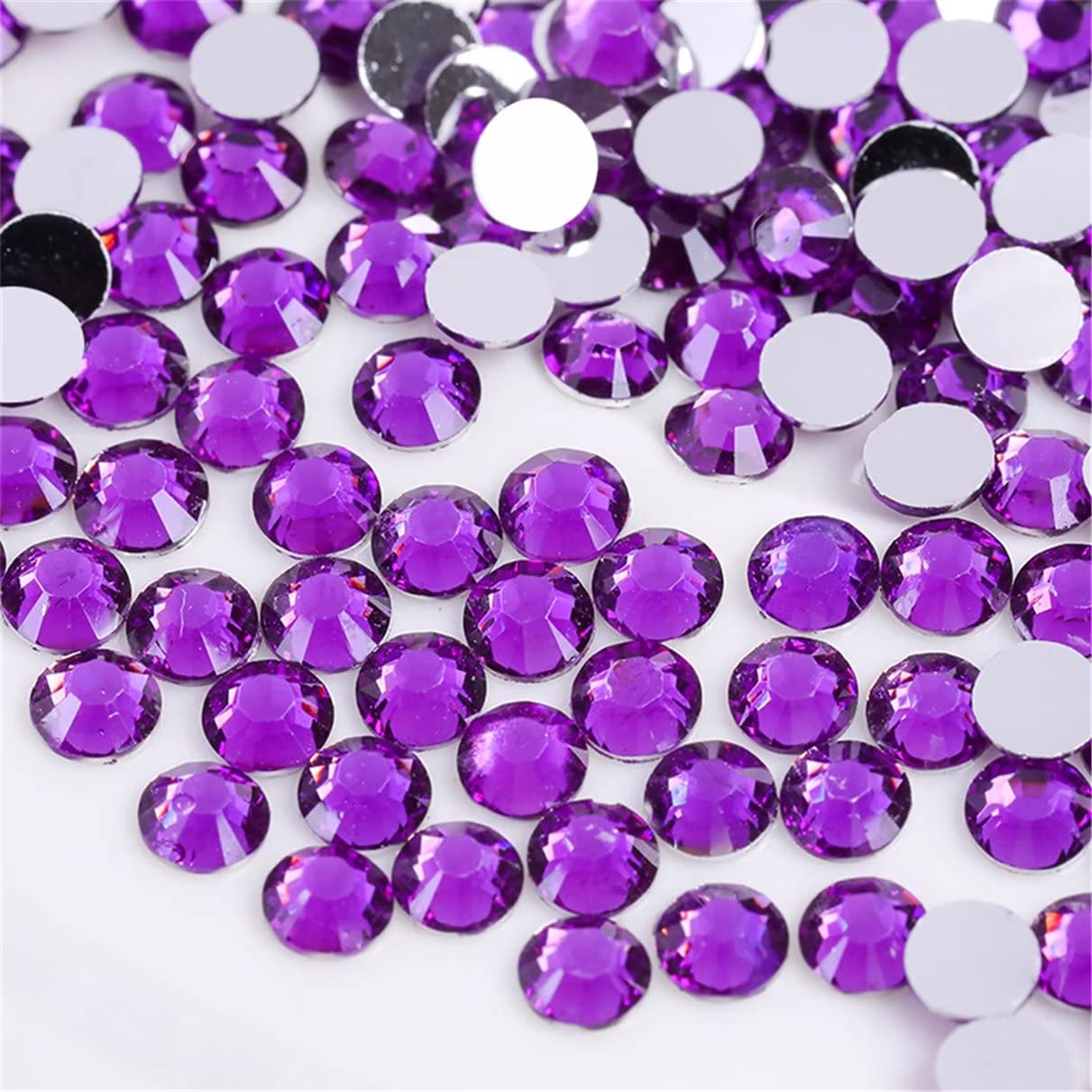3000 Pieces SS12 3mm Flatback Rhinestones Clear Glass Round Gems Crystals for Nail Art DIY Crafts Clothes Shoes Bags （Purple）