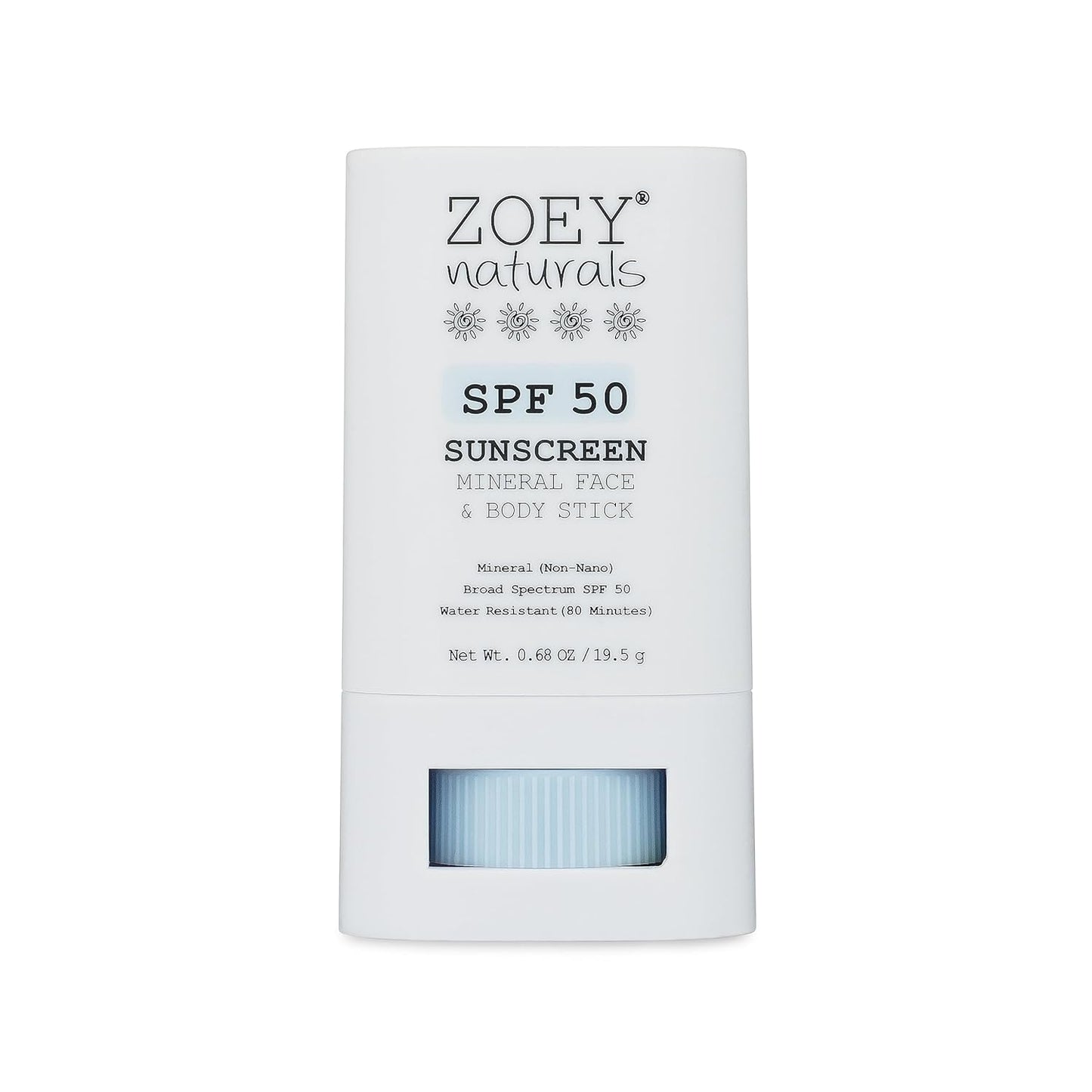 Zoey Naturals SPF 50 Mineral Sunscreen Stick for Babies & Kids - Safe Sunblock Moisturizer for Body & Face - with Rose Hips Oil, Zinc Oxide, Cruelty Free and Reef Safe, Made in USA