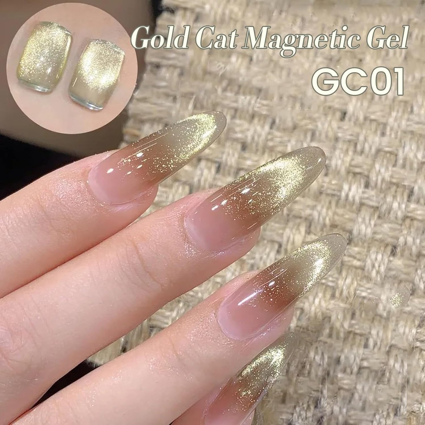 BORN PRETTY Gold Cat Magnetic Eye Gel Nail Polish Holographic Glitter Gel Polish Glass Magnetic Gel Nail Polish 15ML