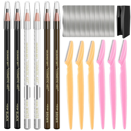 Waterproof Eyebrows Pencil Tattoo Makeup And Microblading Supplies Kit-Eye Brow Liners In 8 Eyebrow Pens 6 Eyebrow knives 1Eyebrow Pencil Shaper 10 Pencil Sharpeners