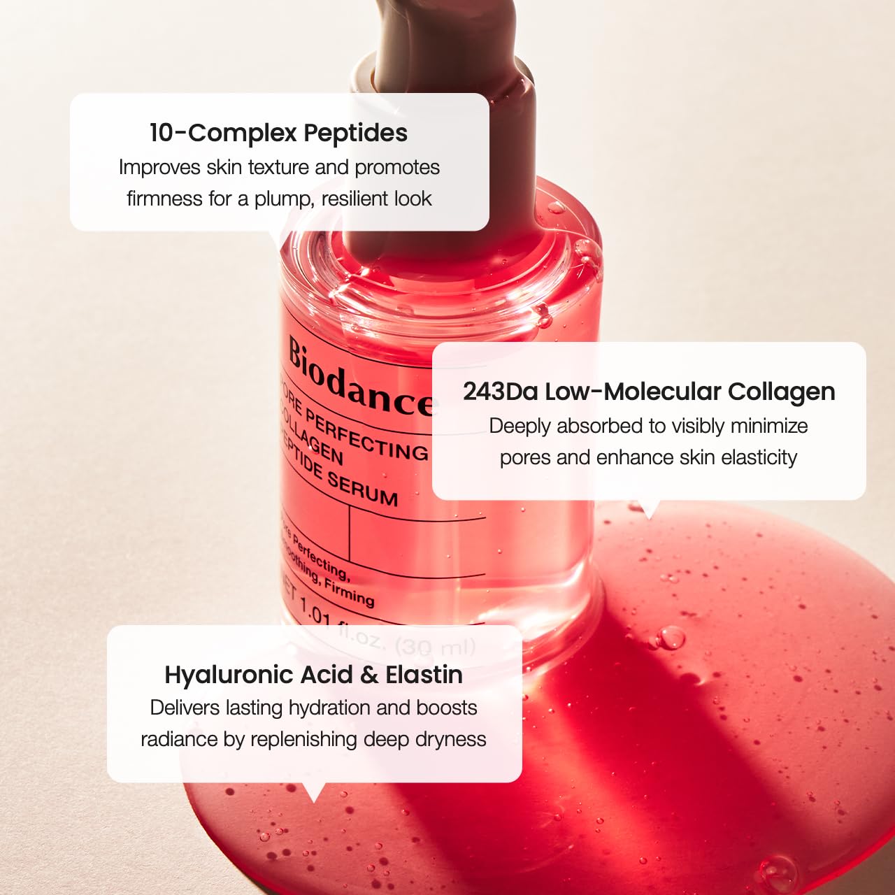 BIODANCE Pore Perfecting Collagen Peptide Serum, Skin Firming & Radiance Boost, Plumping, Pore Care, Makeup Prep Serum for All Skin Types, Korean Skincare | 1.01 fl.oz x 1 ea