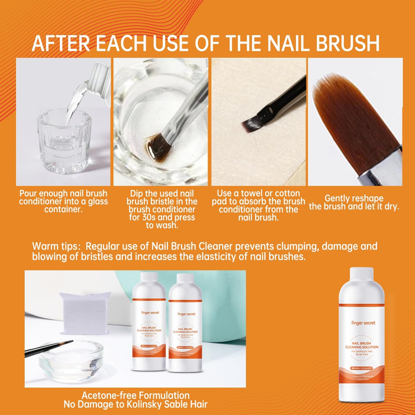 Nail Brush Cleaner 2 packs Nail Brush Cleaner for Gel Polish Nail Brush Cleaner Liquid for Acrylic with Glass Cup Nail Cleaning pads for DIY Salon at Home 8 Fl.Oz