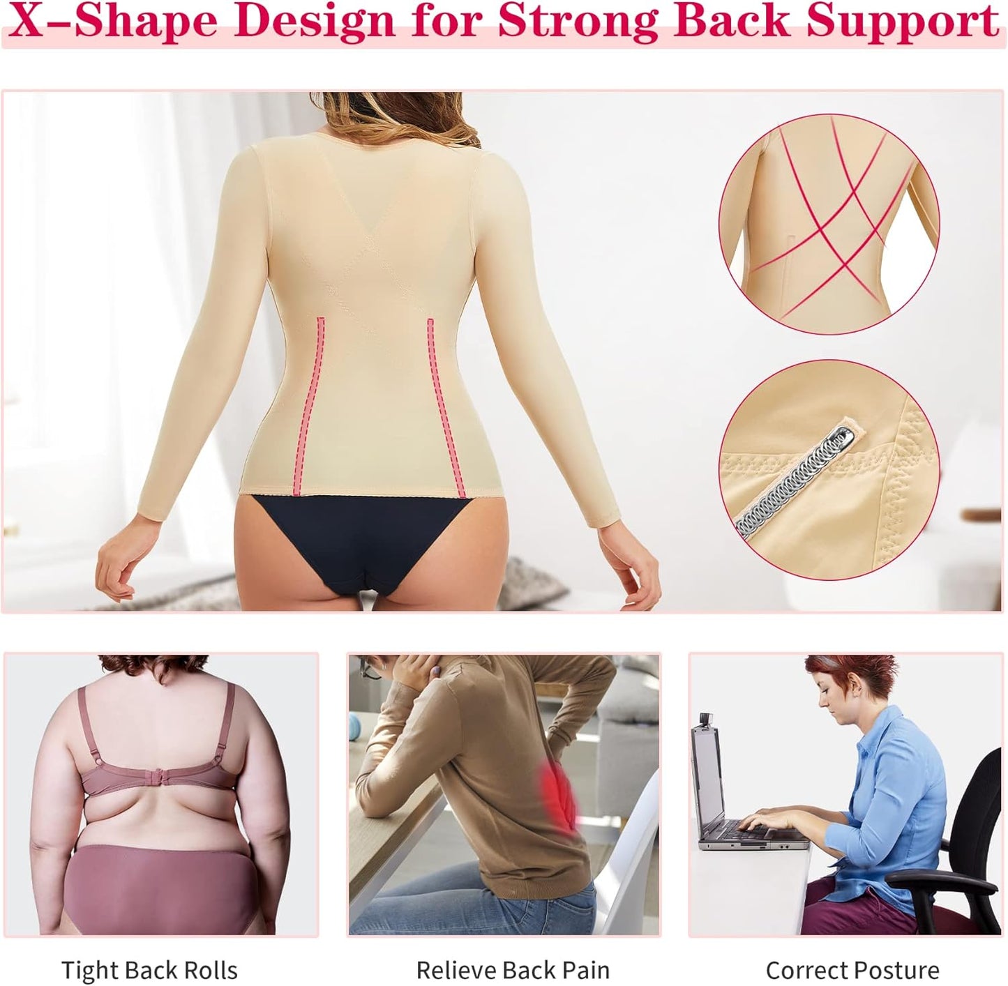 Gotoly Women Waist Trainer Corset Tummy Control Shapewear Upper Arm Shaper Post Surgical Slimmer Compression Tops