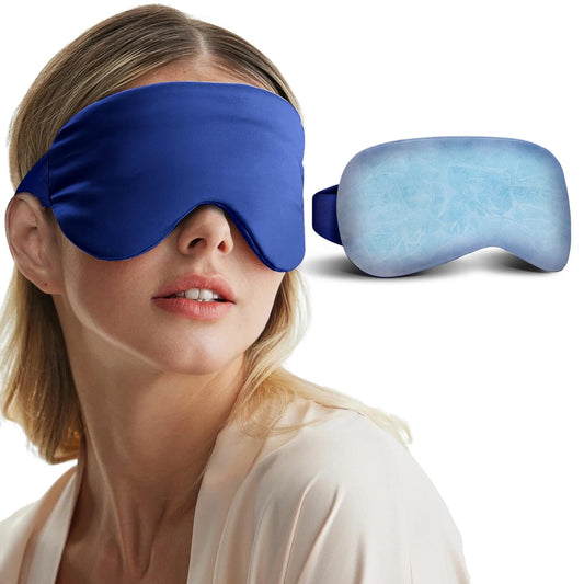 Cooling Eye Mask, Cold Eye Masks for Dark Circles, Puffiness, Headache, Migraines Weighted Gel Eye Mask Eye Ice Pack Reusable Cold Eye Compress (Blue)