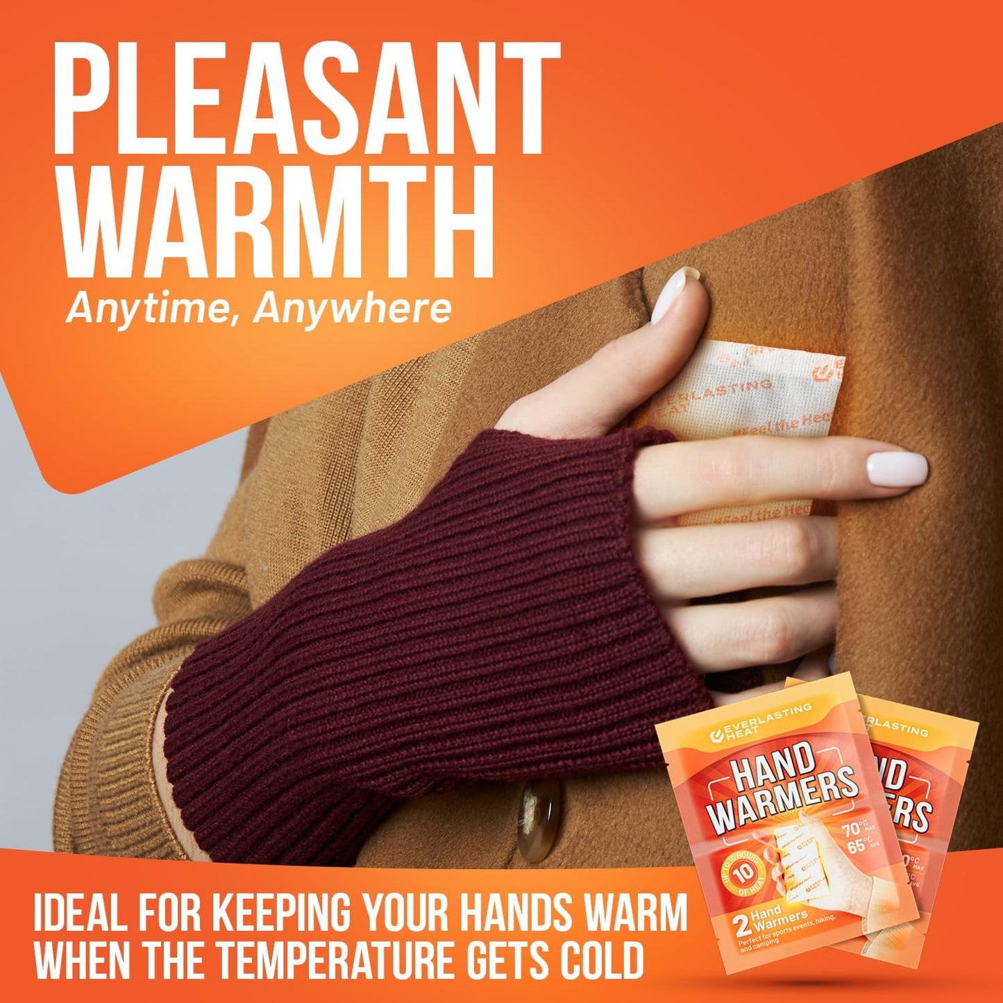 Hand Warmers 40 Pairs (80 Warmers) - Up to 10 Hours of Long Lasting Warmth and Hot Hands - Easy Air Activation for Hands, Body and Feet - TSA Approved