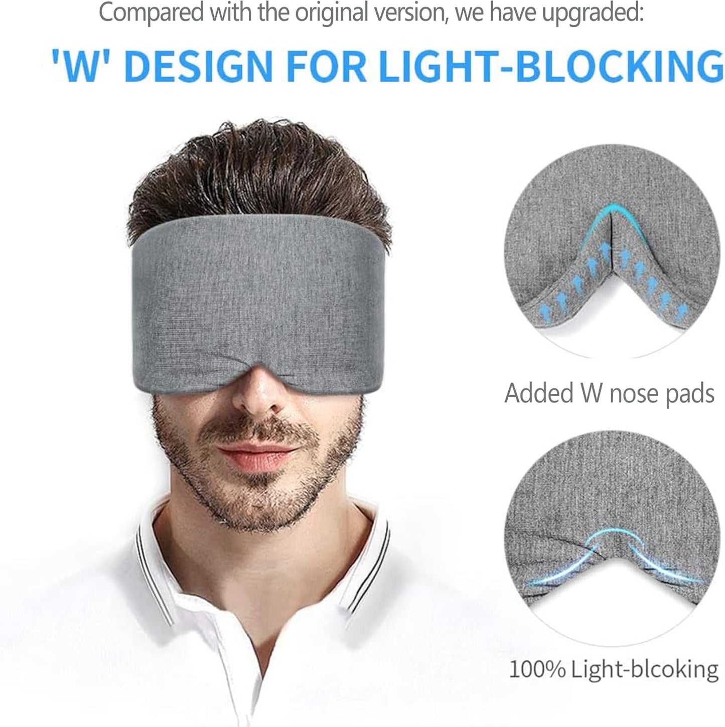 FRESHME Deluxe Cotton Sleep Mask Gift Set - 100% Blackout Large Comfortable Blindfold Adjustable Eye Mask Pillow in Gift Box for Men Women Side Sleeper Travel Meditation Airplane