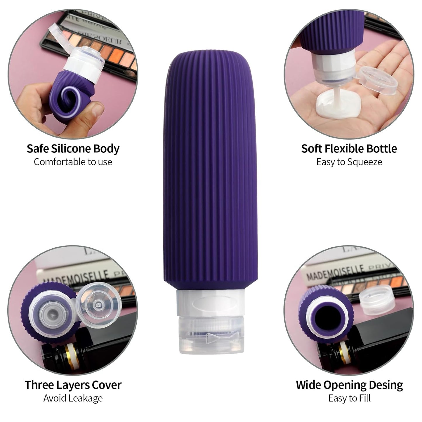 16 Pack Travel Bottles for Toiletries, Large 6oz Silicone Travel Containers with No-Drip Valve and Wide Opening