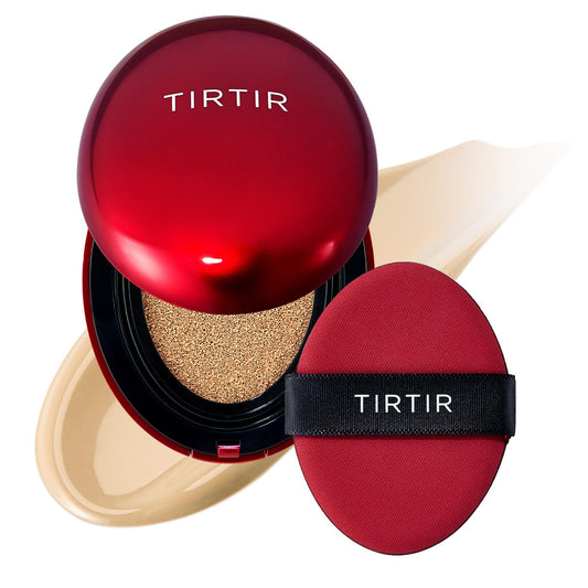 TIRTIR Mask Fit Red Cushion Foundation | Full coverage, Weightless, Skin fit, Satin Glow Finish, Korean Makeup BB Foundation, beauty, Tattoo cover up, Buildable (#24W Soft Beige, 0.63 Fl Oz)