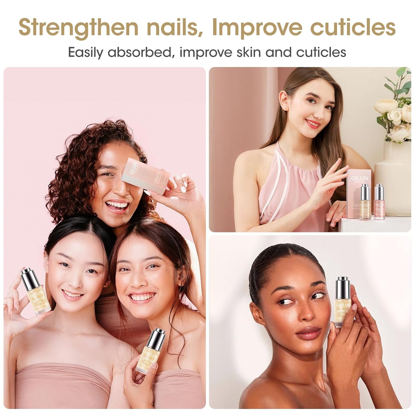 GELLEN Cuticle Oil for Growth and Strength, Vitamin E Fingernail Nourishing Oil for Hydrating, Moisturizing, Strengthening, Repairing, Nail and Skin Care Product for Men Women, Jasmine Scent