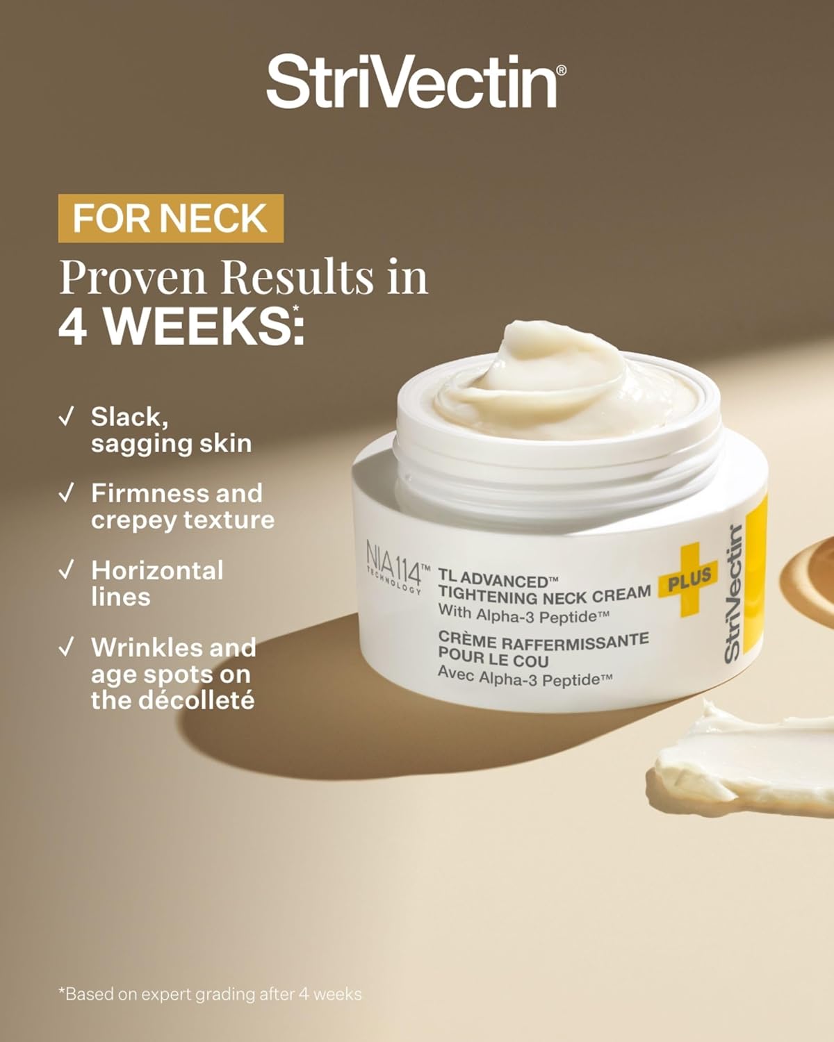 StriVectin Tighten and Lift Advanced Neck Cream PLUS, 0.25 oz for Tightening and Firming Neck and Décolleté Lines, Visibly Reducing Sagging and Crepey Skin for Smooth Healthy Looking Skin
