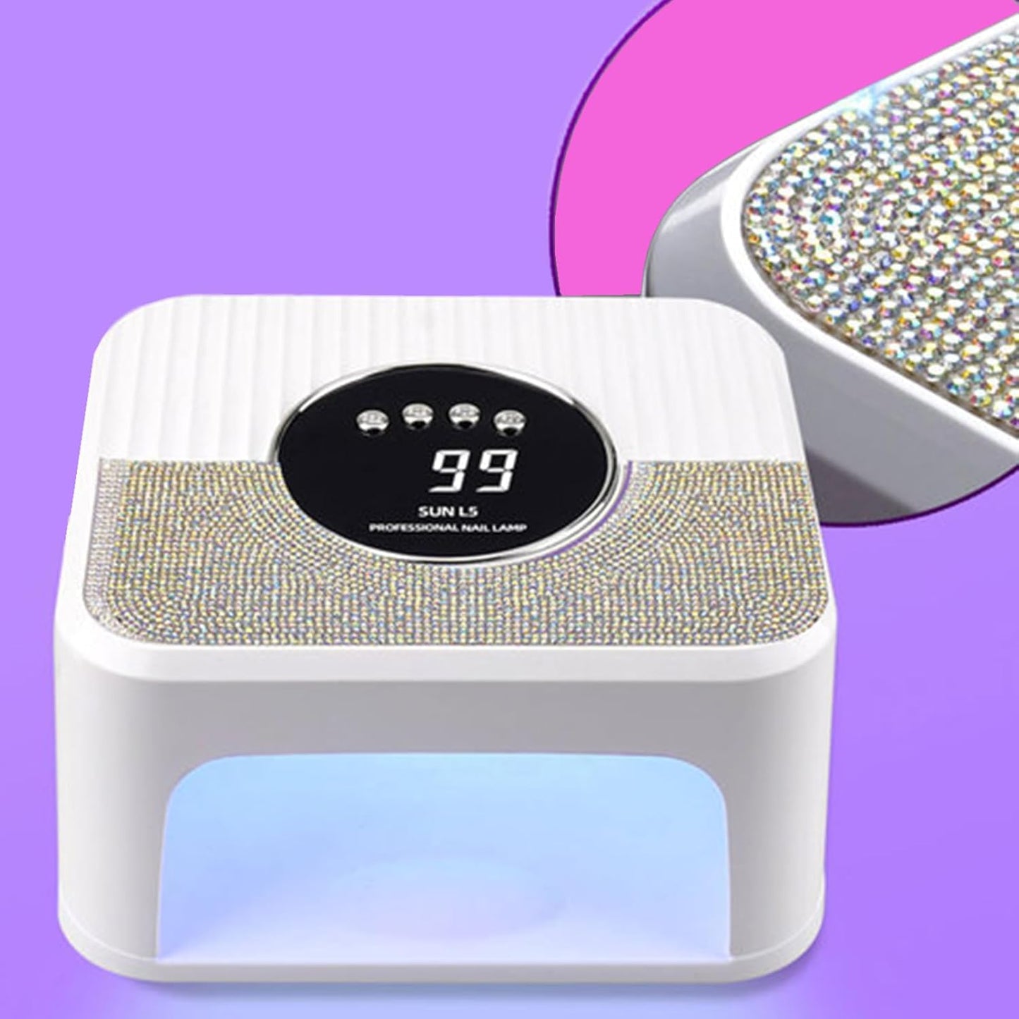 268W UV LED Nail Lamp, Gel Nail Light for Nail Polish UV Dryer with 4 Timers Professional Fast Curing Lamp Nail Art Tools with Rhinestone