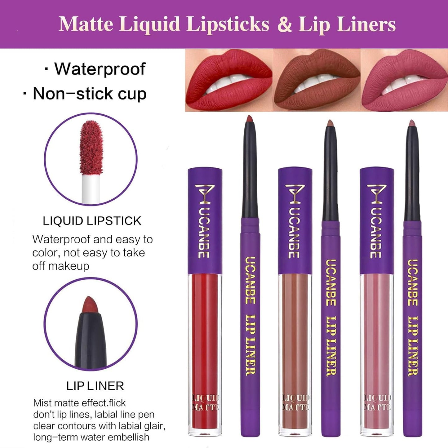 UCANBE All in One Makeup Full Kit for Women, Naked Nude Eyeshadow Palette, Matte Liquid Lipstick, Lipliner, Eyeliner, Mascara, Eyebrow Pencil, Makeup Brush & Sponge, Make Up Gift Set