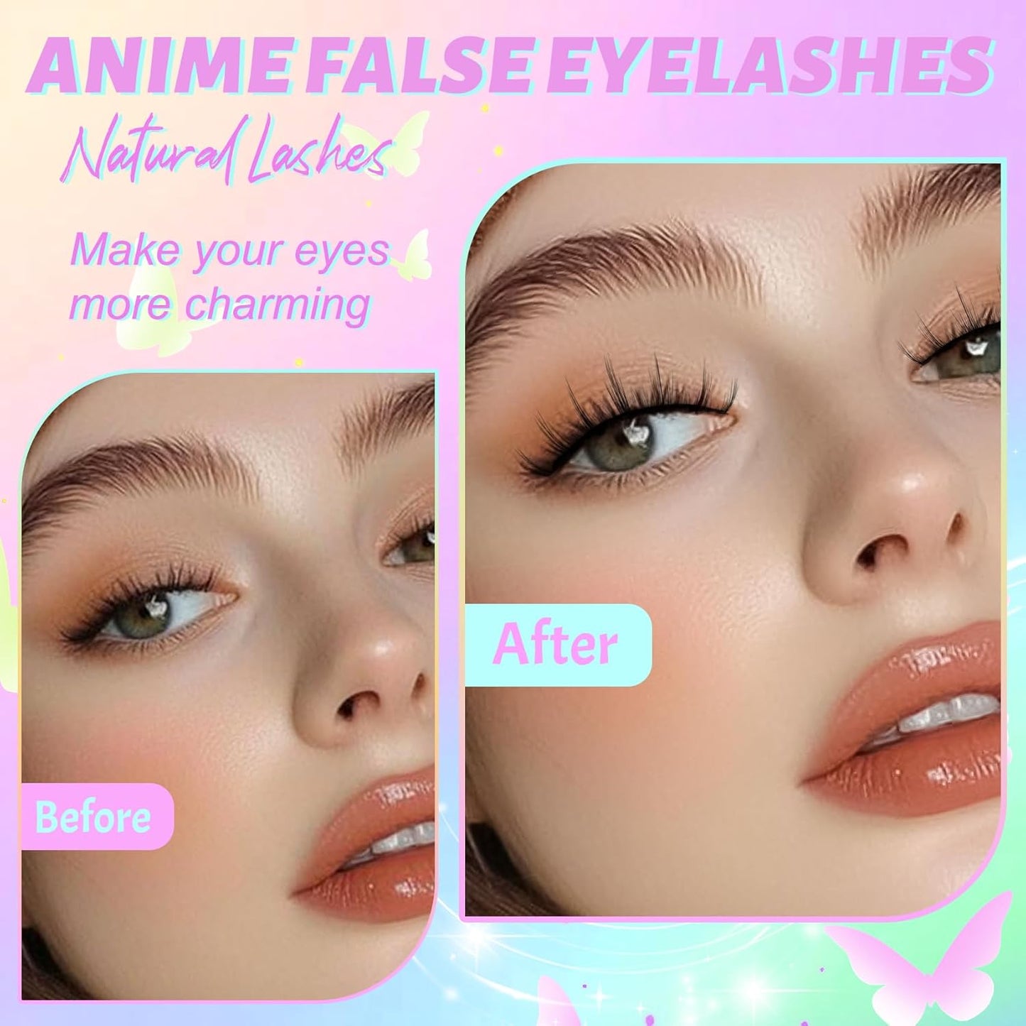 Losha Lashes Wispy Manga Lashes Natural False Eyelashes 9 Pairs Thin Eye Lashes Pack Soft Anime Fake Eyelashes (Manga)