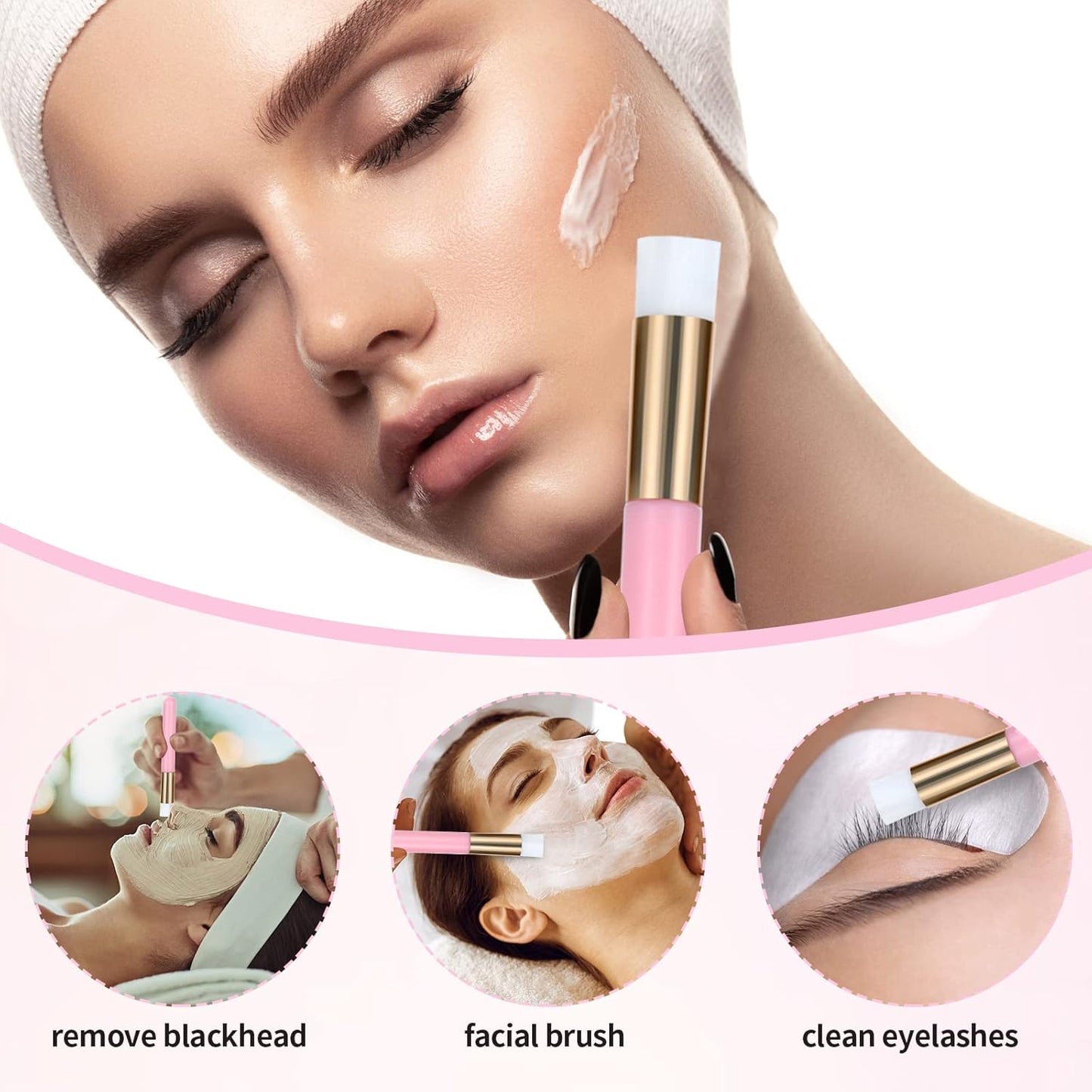 50 Pcs Lash Shampoo Bottle Brushes Set (Pink)