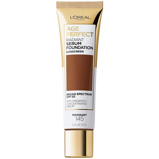 L'Oreal Paris Age Perfect Radiant Serum Foundation with SPF 50, Mahogany, 1 Ounce