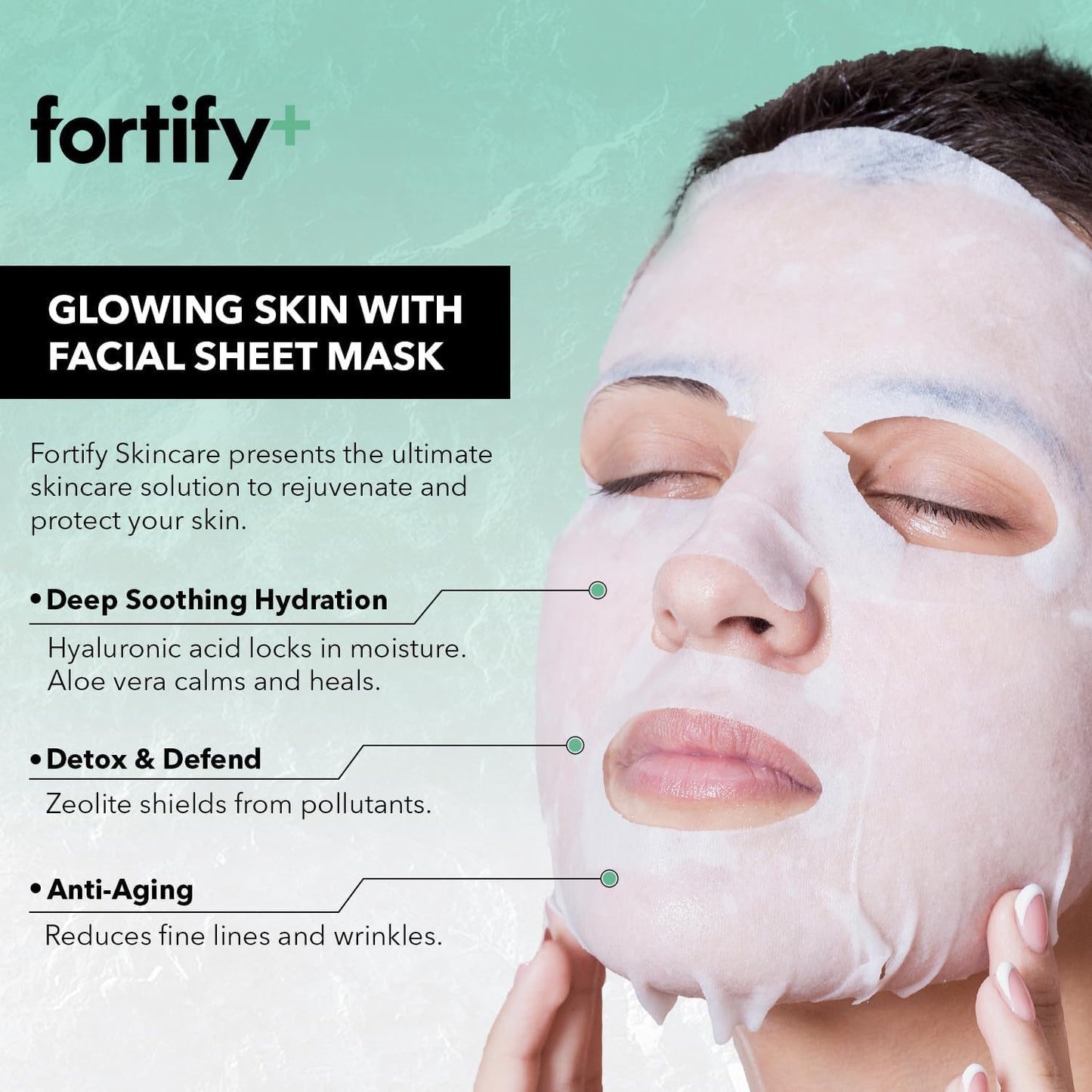Face Mask - Hyaluronic Acid & Aloe - Dermatologist Tested, Ultra Hydrating, Anti-Aging, Pore Minimizing - 3-in-1: Detox - Treat- Boost - Clean Beauty, Korean Skin Care, 20 Sheet Masks