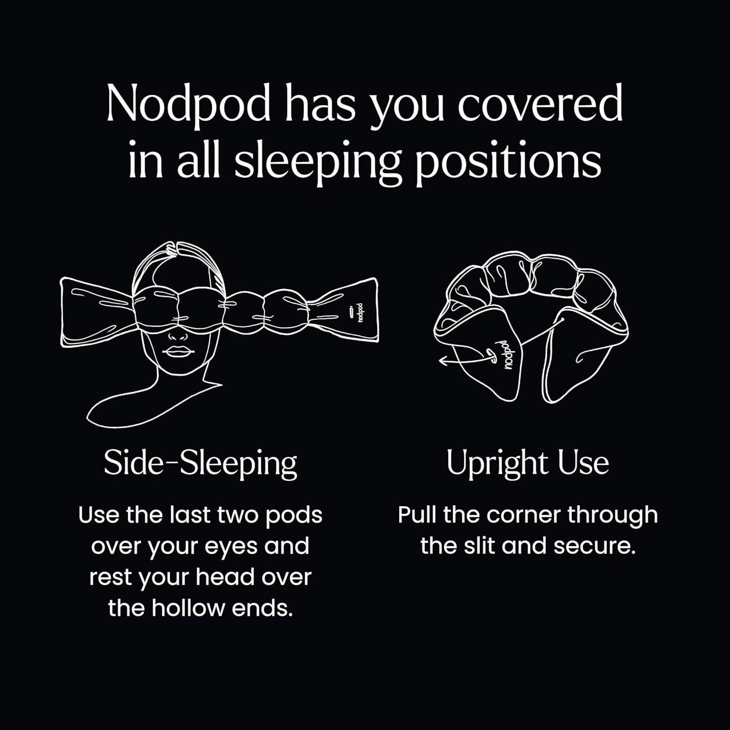 Nodpod Gentle Pressure Sleep Mask | Patented Light Blocking Design for Sleeping, Traveling & Relaxation - Black Onyx