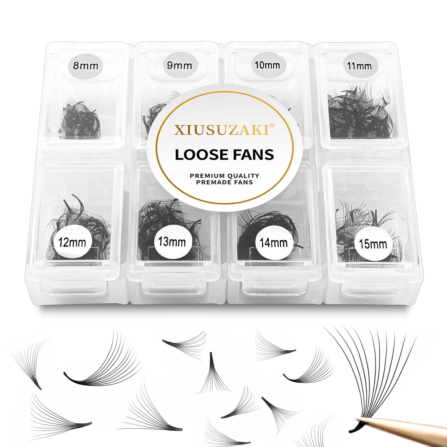 Premade Fans Eyelash Extensions 600 Fans 14D Volume Lash Extensions 0.07 Thickness Eyelash Extension D Curl Premade Lash Fans Mix 8-15mm Fluffy Soft Handmade Loose Fan(600Fans-14D-0.07-D,8-15mm)