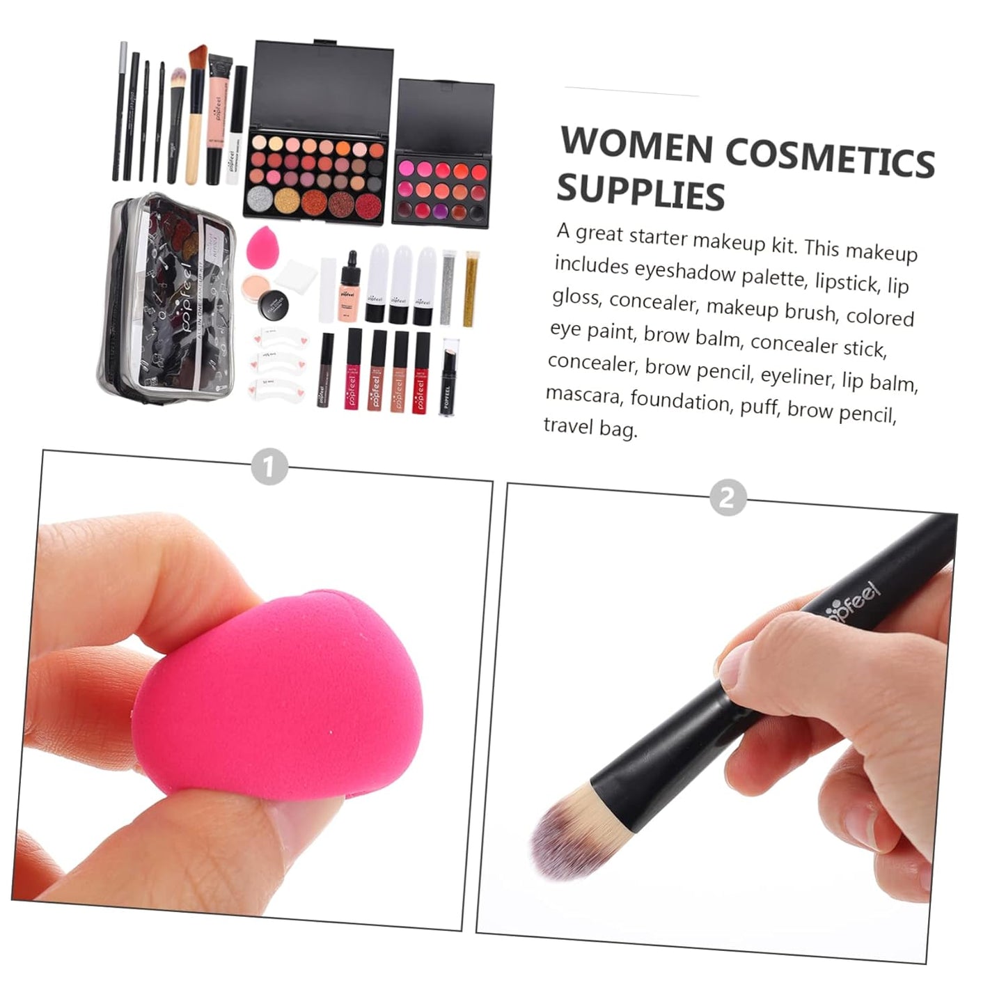 1 Set women's makeup set Eyebrow Pencil All-in-one Makeup Kit Makeup Multi- Makeup Kit Professional Foundation Cosmetics Supplies One-piece student mascara