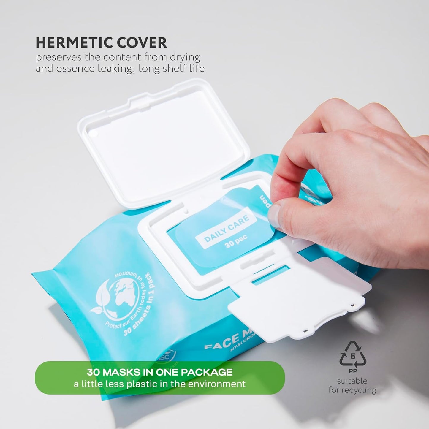 NSC Korean Moisturizing Face Masks with Hyaluronic Acid - 30-Pack Premium Hydrating Sheet Mask Set - Advanced K-Beauty with Shea Butter and Jojoba Oil - Skincare Monthly Supply for All Skin Types