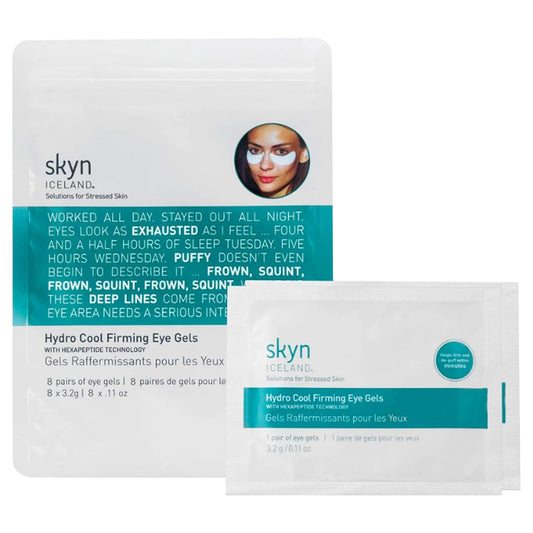 skyn ICELAND Hydro Cool Firming Under Eye Patches, Instant Cooling for Puffy, Tired Eyes with Peptides and Coenzyme Q10, 10 Minute Treatment, Vegan, All Skin Types, 8 Pairs