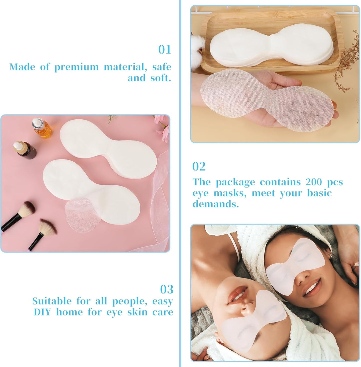 200 Sheets Disposable Eye Mask Paper, Natural Silk Eye Care Patches Paper, Facial Eye Covers Spa Cotton Paper, DIY Clear Eye Mask Paper Beauty Sheets for Cosmetic Facial Sheet Eye Paper