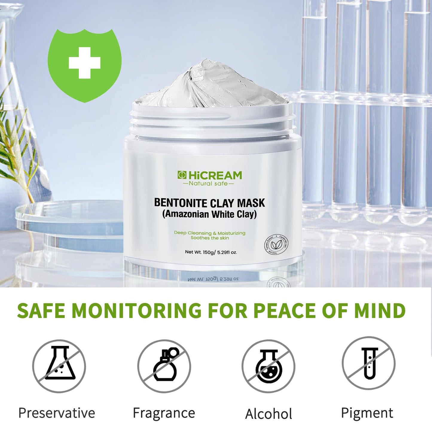 Bentonite Clay Mask, Valentines Gifts for Women Her, Deep Cleansing Facial Mask, Clay Face Mask Skin Care with Kaolin Clay and Aloe for Dull Skins Hydrating (white)