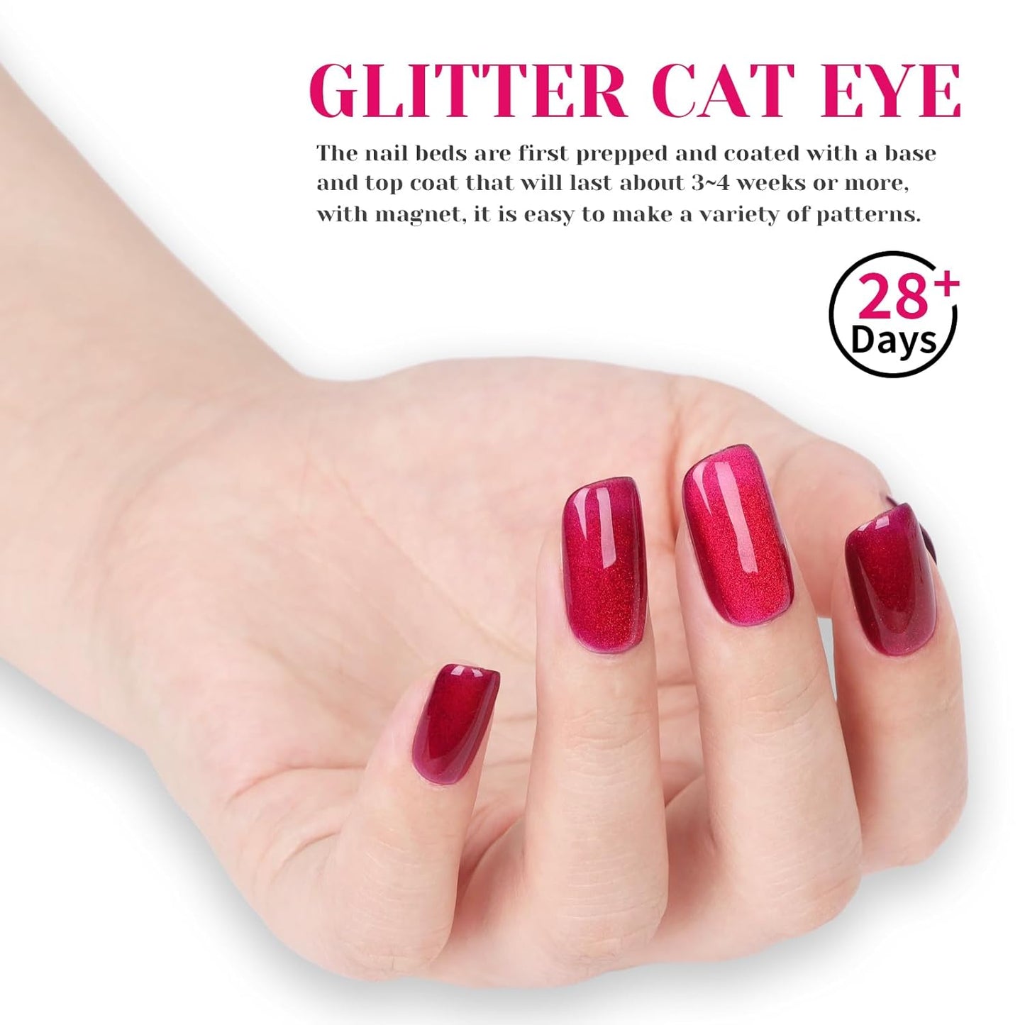 Deep Red Purple Cat Eye Gel Nail Polish - Perfect for DIY at Home & Ideal Gift for Nail Art Lovers!