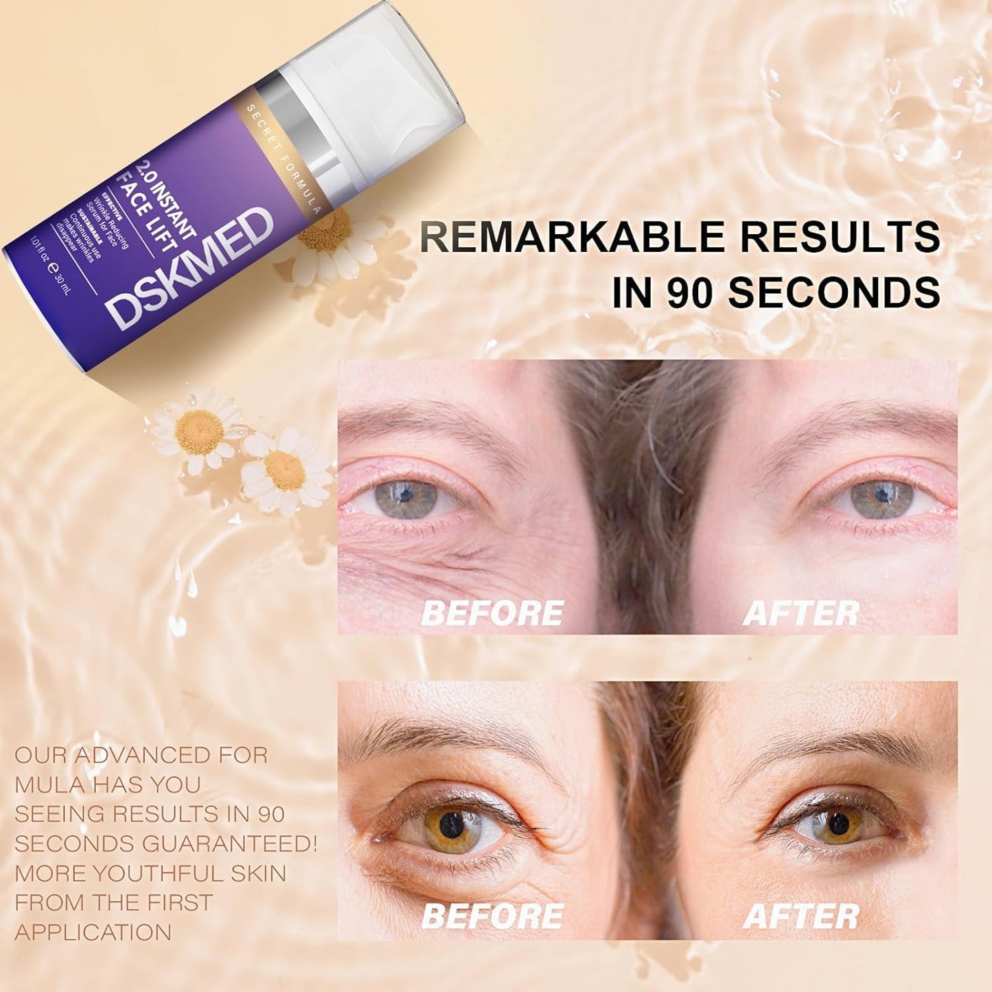 Instant Face Lift - 2.0 Instant Firmx Eye, Eye Cream for Puffiness and Bags Under Eyes. Instant Wrinkle Serum, Available on Face and Neck, Tightens Delicate Skin 1.01oz/Purple