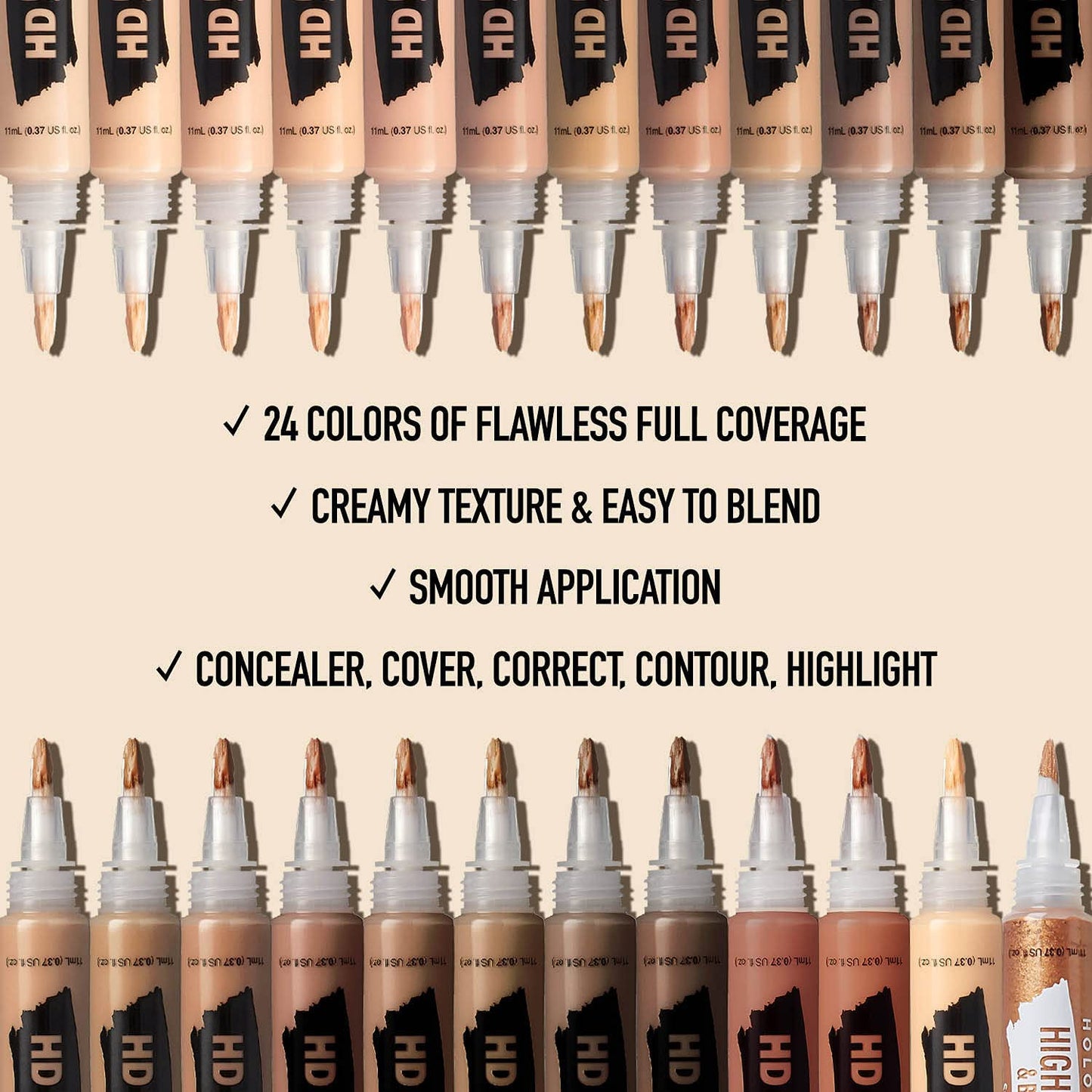 Ruby Kisses HD Brush Concealer & Foundation 3 Pack (Toffee)