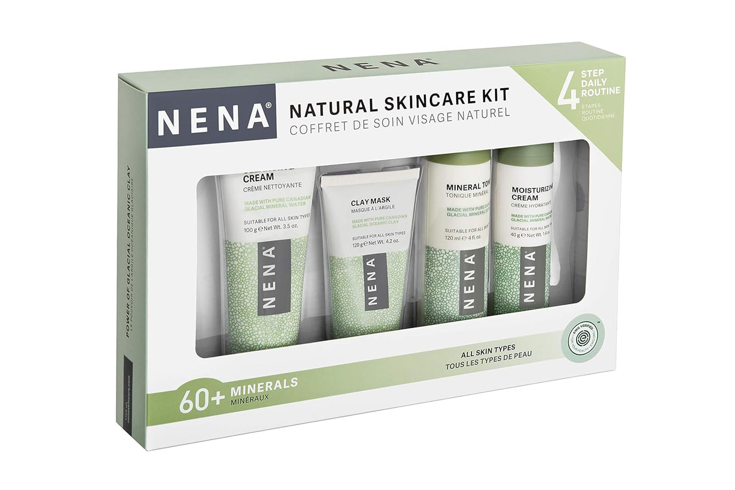 NENA Natural Skincare Kit | 4-Piece Daily Skin Essentials for Women & Men - for Dry, Oily, Normal and Sensitive Skin | EWG Verified, Cruelty Free & Vegan-Friendly