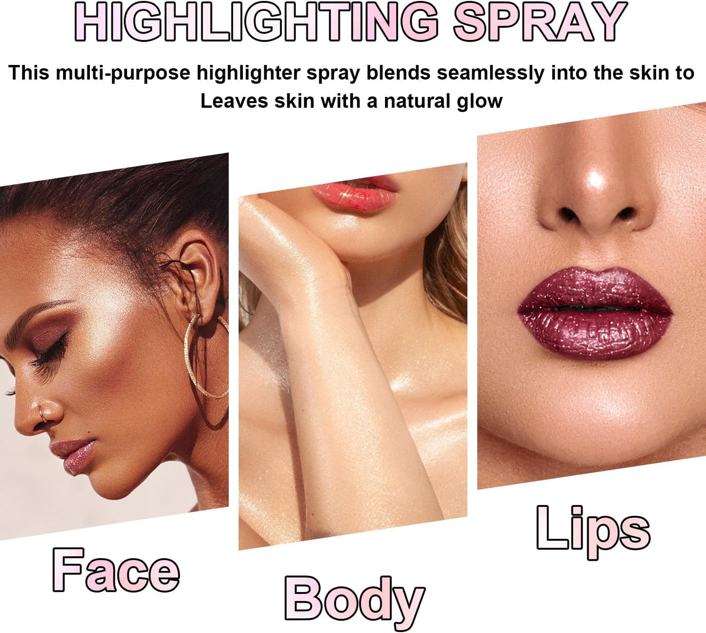 Hair and Body Glitter Spray, Holographic Glitter Highlighter Powder, Face Body Clothes Shiny Glitter, Loose Shimmer Hairspray Festival Rave Prom Accessories (Gold)