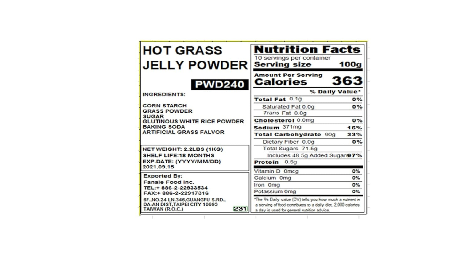 Fanale Premium Grass Jelly Bubble Tea Flavoring Powder | Perfect for Baking, Smoothies, Desserts and Drinks | Instant Flavoring Powder for Boba Milk Tea - 2.2 Pounds (Pack of 1)