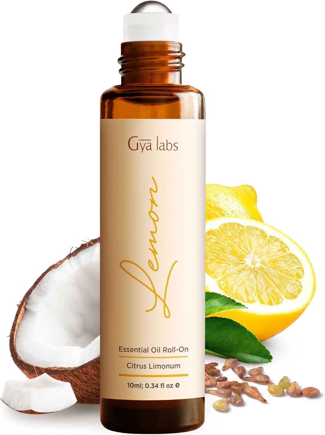 Gya Labs Lemon Essential Oil Roll on for Skin - Refreshing Lemon Perfume Oil for Women & Men, 100% Pure Natural, Aromatherapy, Travel Size (0.34 Fl Oz)