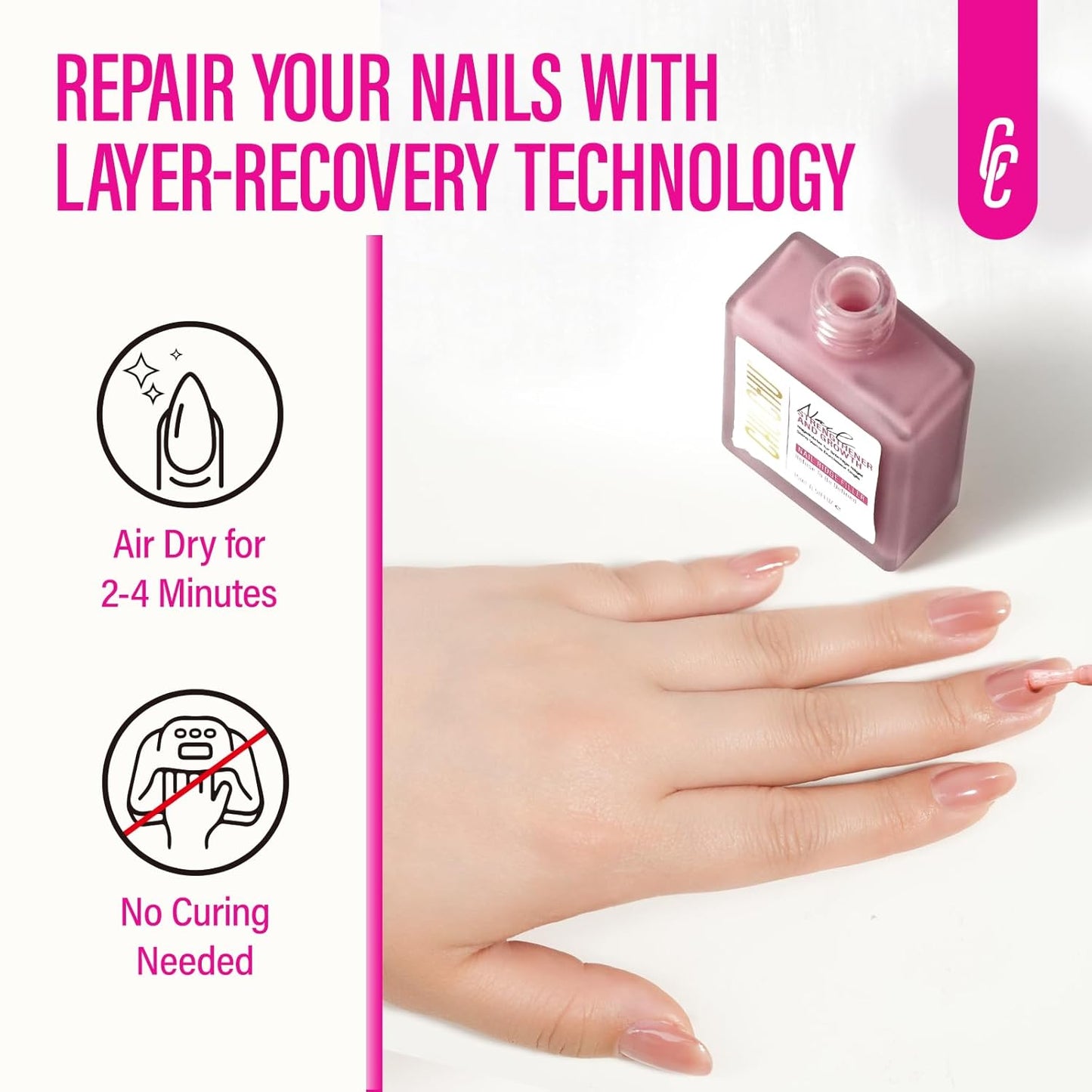 Nail Repair Hardener Extra Strong and Growth: Coral Red Natural Nail Strengthener for Enthusiast - Polish Ridge Filler Concealer for Damaged Nails 15ml