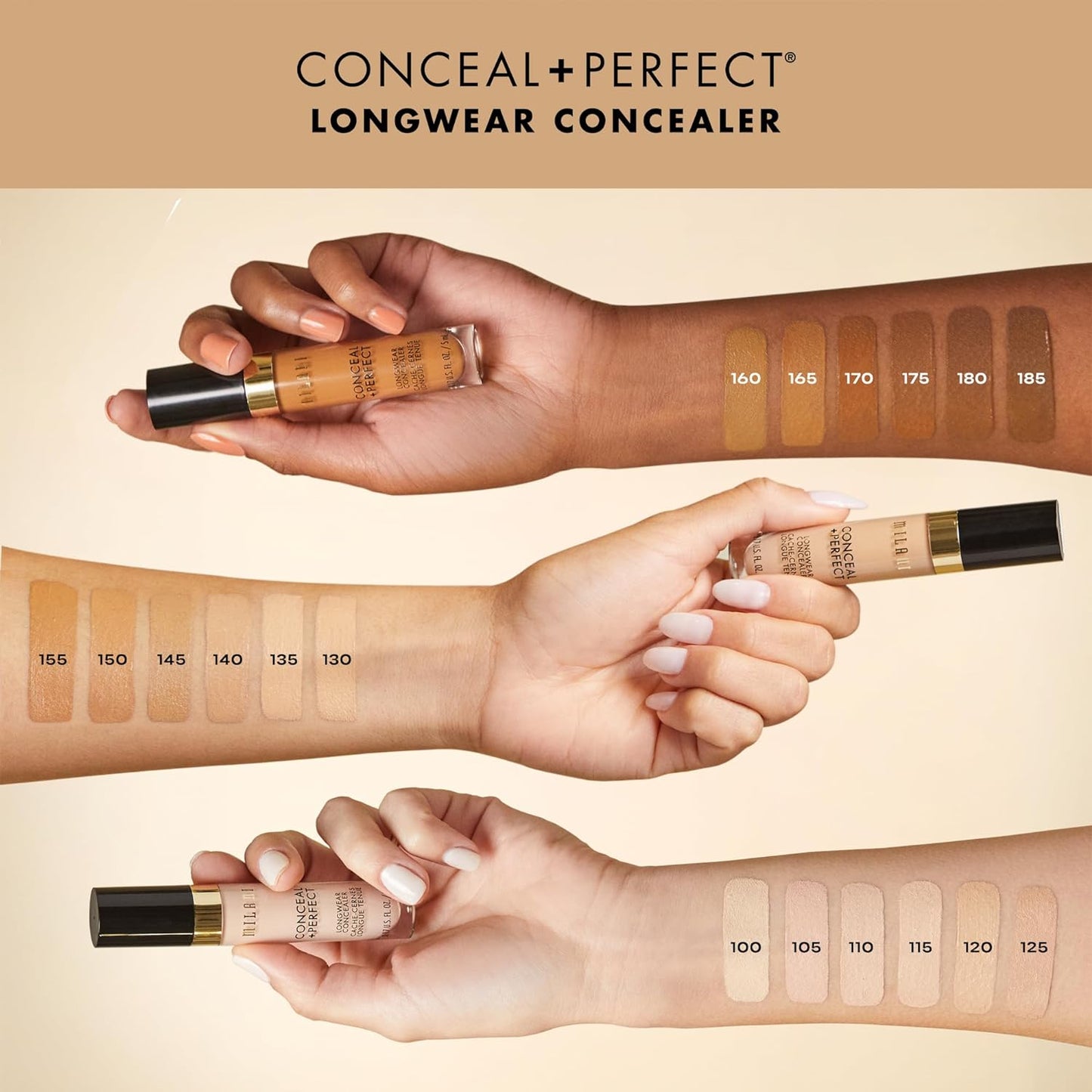Milani Conceal + Perfect Longwear Concealer - Warm Tan (0.17 Fl. Oz.) Vegan, Cruelty-Free Liquid Concealer - Cover Dark Circles, Blemishes & Skin Imperfections for Long-Lasting Wear