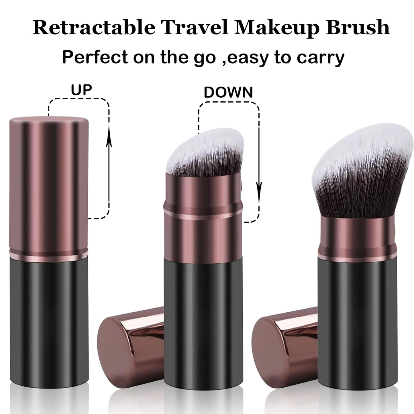 Retractable Kabuki Makeup Brush,Face Blush Brushes Powder Foundation Makeup Brush for Blending Liquid, Blush, Bronzer, Buffing, Sunscreen,Flawless Cosmetics