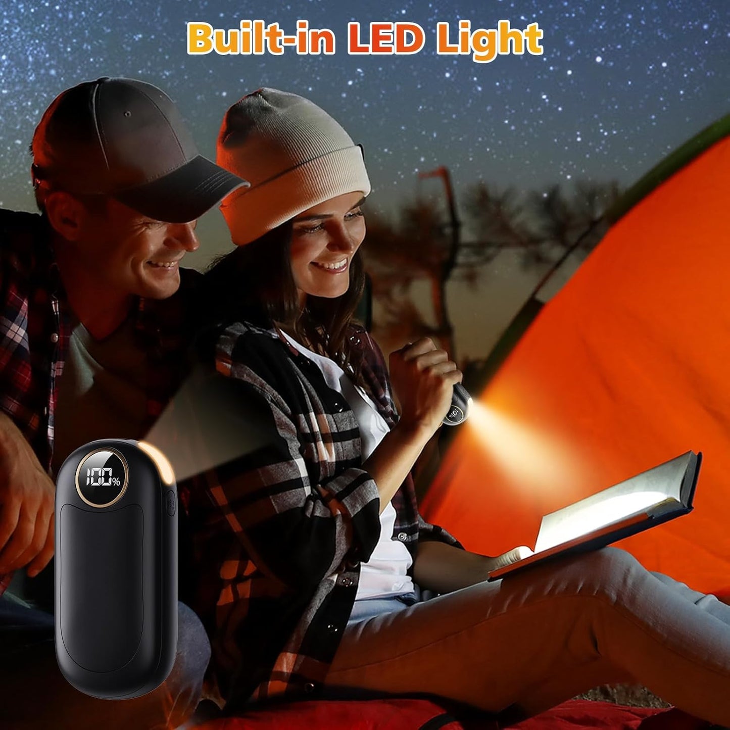 Hand Warmers Rechargeable 2 Pack, Dual Sided Electric Hand Warmer, 20Hrs Warmth, 8 Heating Mode, Portable Charging Pocket Heater for Men, Women, Raynauds, Camp, Hunting, Golf