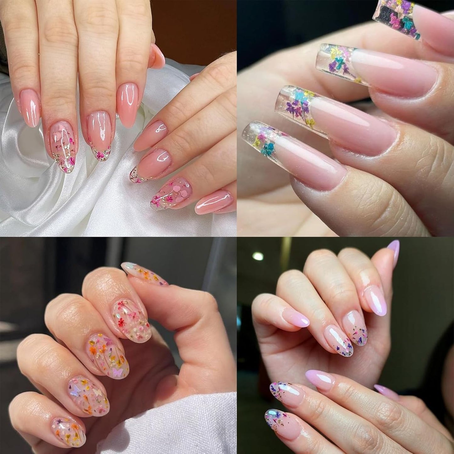 1Box Dried Flowers Nail Art Stickers 12 Colors Dry Flowers Mini Real Natural Flowers Nail Decals 3D Gypsophila Floral Nail Sticker for Women Manicure Decoration Makeup DIY Accessories