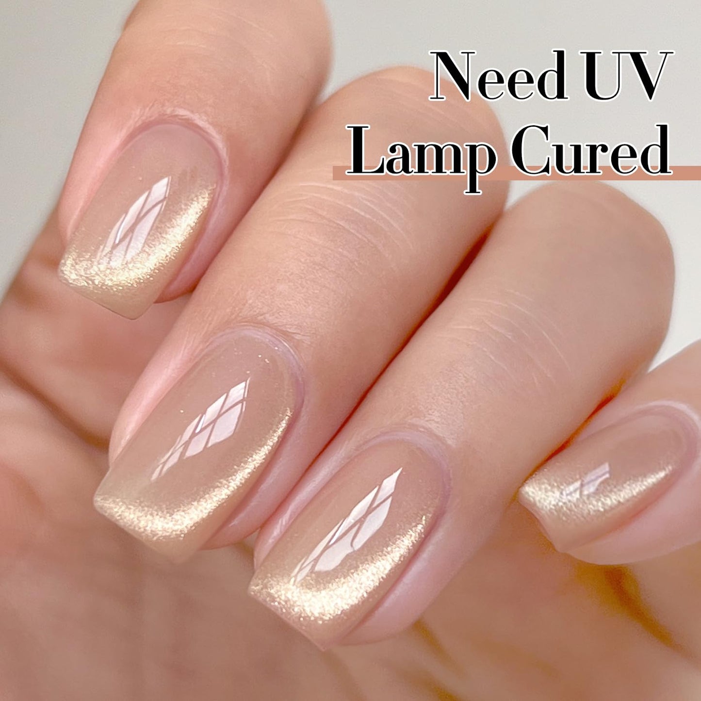 Double Rhythm Cat Eye Gel Polish with Magnet 15ML Ice Glass Holographic Glitter Shimmer Translucent Sheer Color Salon Soak Off Magnetic at Home (Milky Nude-MC1121)